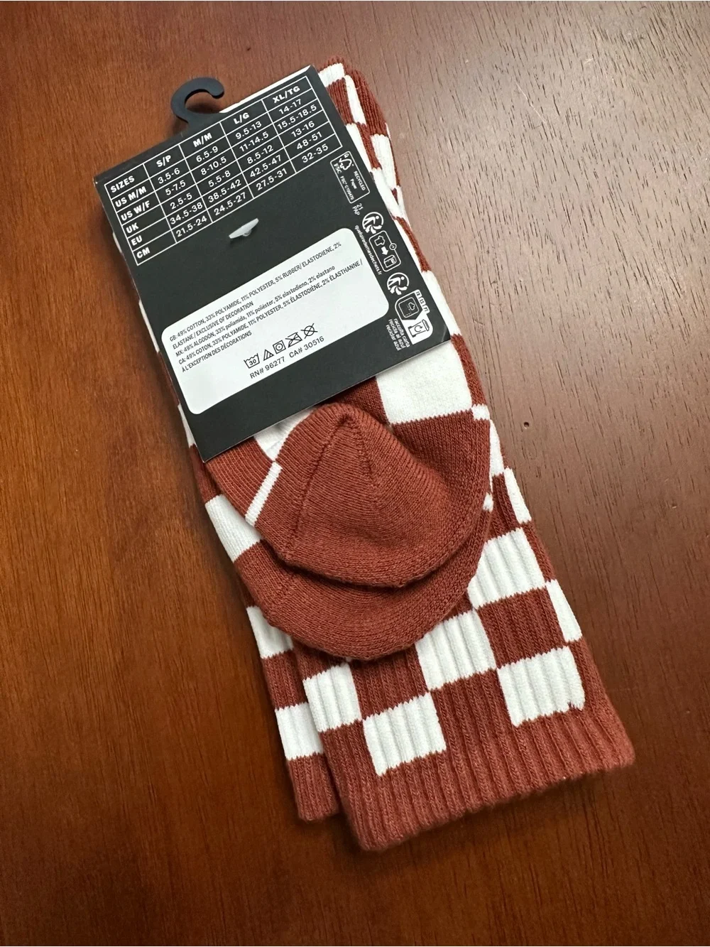 Vans Brown & White Checkerboard Crew Socks S/P